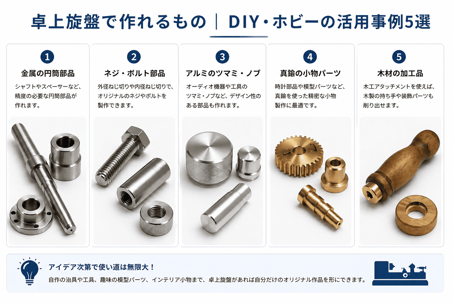 卓上旋盤で作れるもの｜DIY・ホビーの活用事例5選図解