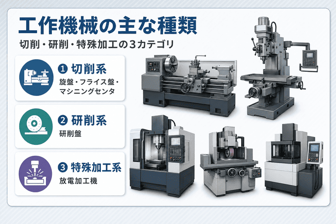 工作機械の種類について解説した図解