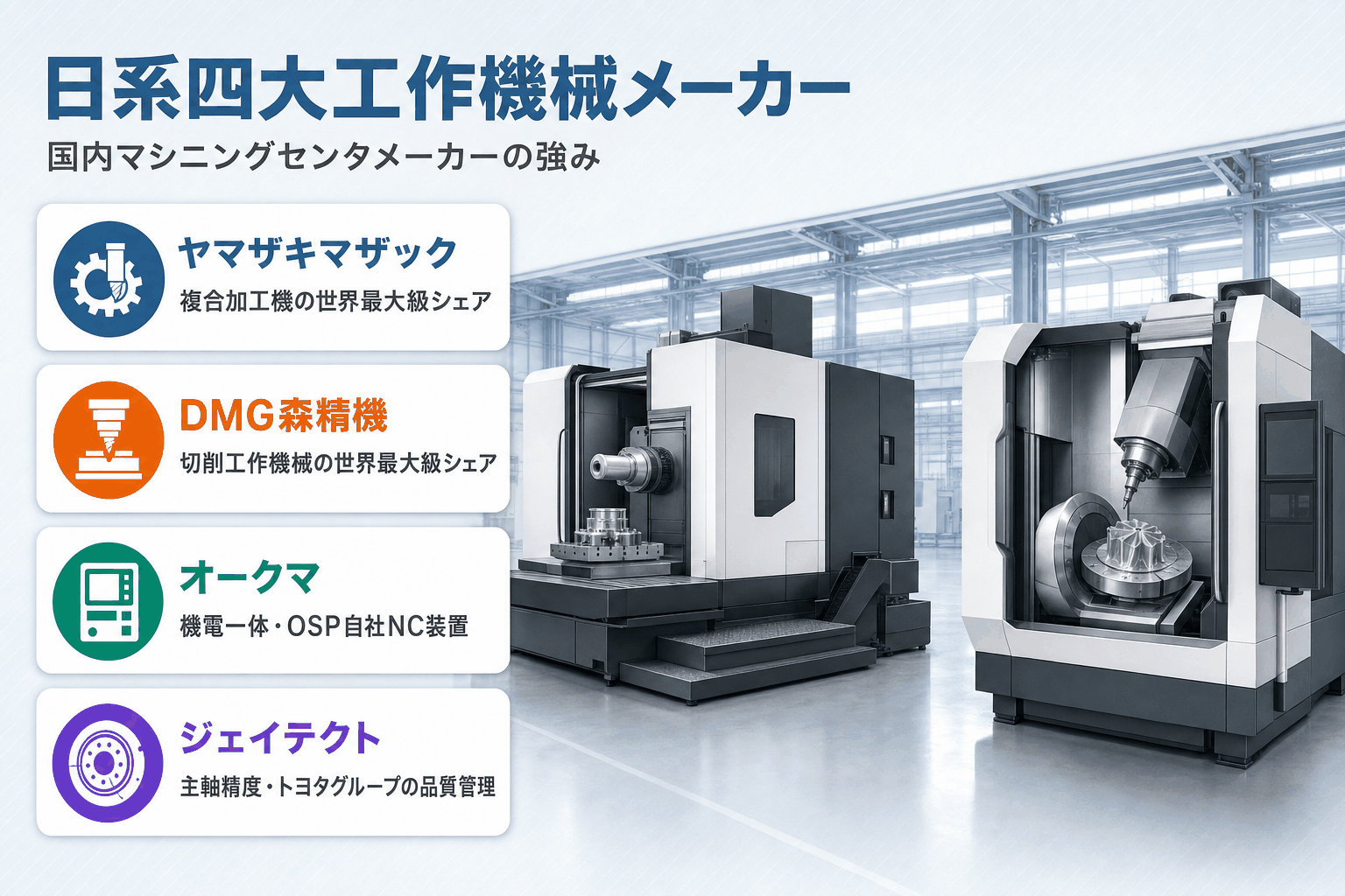 国内マシニングセンタメーカー9社