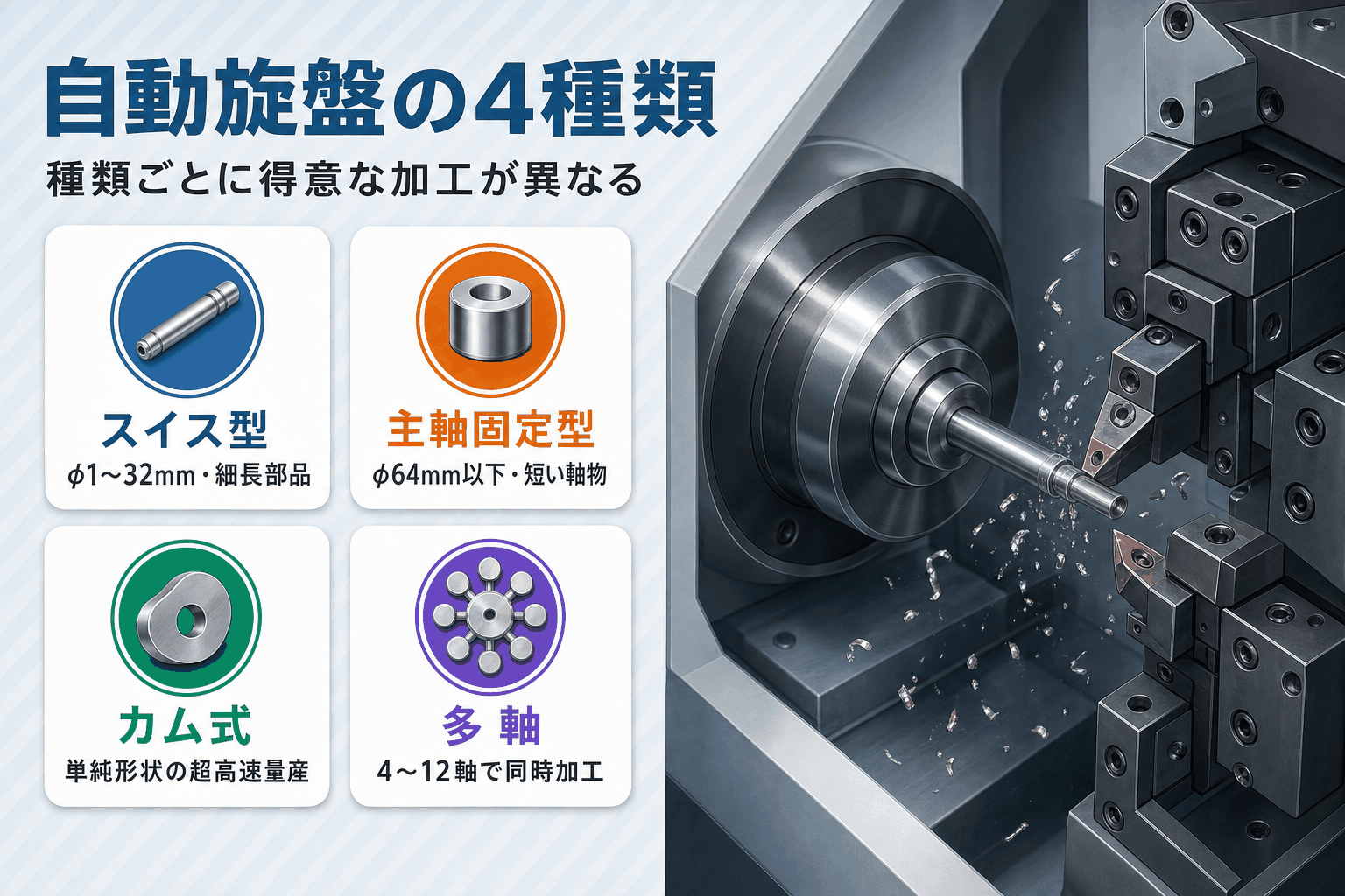 自動旋盤4種類の比較グリッド図