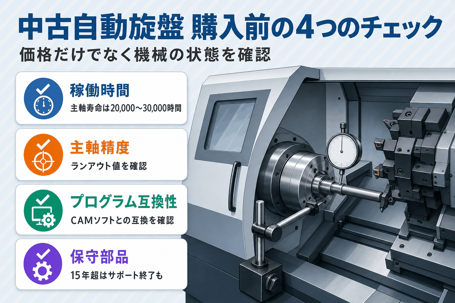 中古自動旋盤 購入前チェックポイント